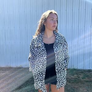 Erin London Leopard Jacket Vintage Retro Secretary Chic Oversized Sassy 90s